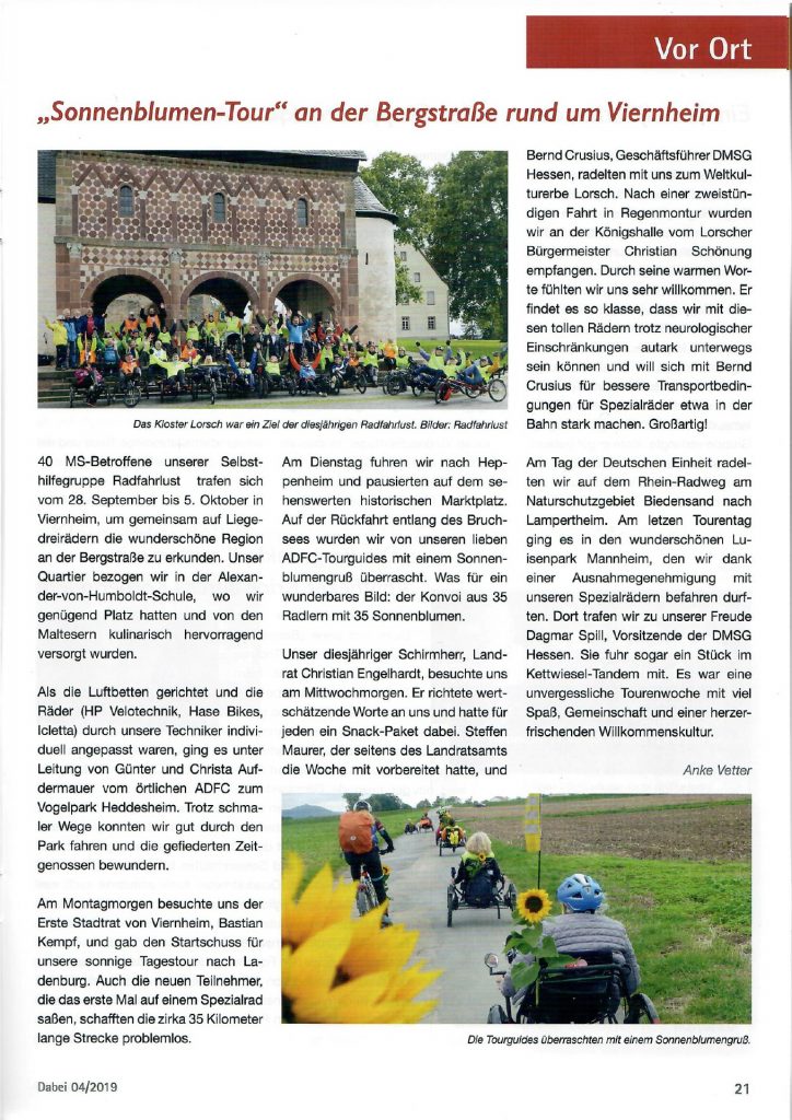 "Dabei" 4-2019 Ausgabe 143 Das Magazin der DMSG Hessen